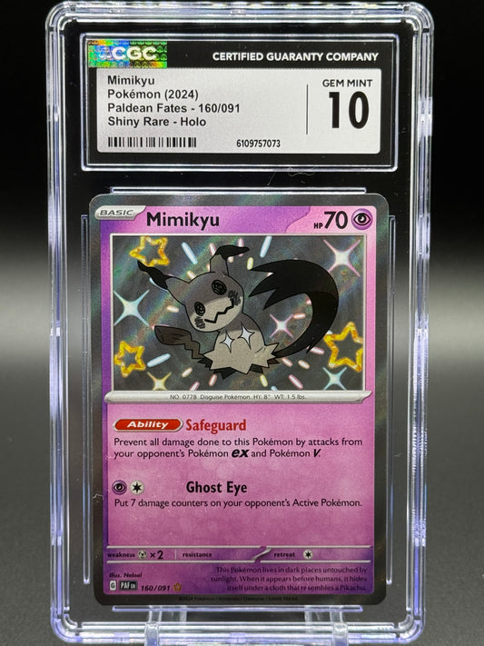 Pokemon TCG Mimikyu | Paldean Fates 160/091 | CGC Graded GEM MINT 10