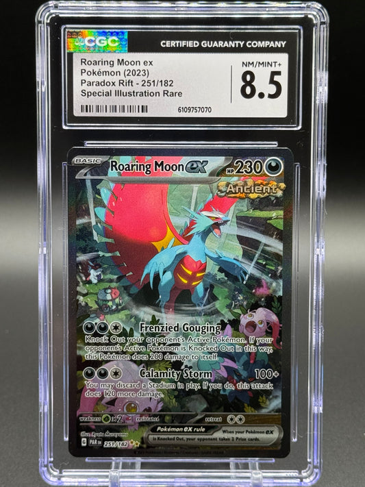 Pokemon TCG Roaring Moon ex | Paradox Rift 251/182 | CGC Graded NM/MINT+ 8.5