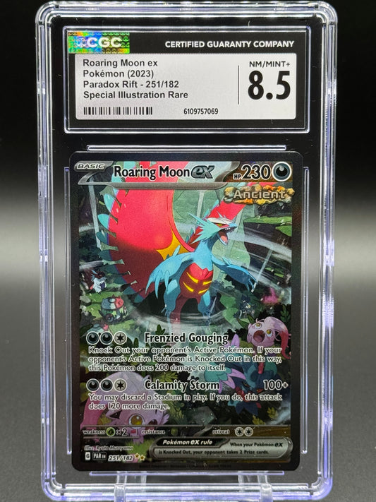 Pokemon TCG Roaring Moon ex | Paradox Rift 251/182 | CGC Graded NM/MINT+ 8.5