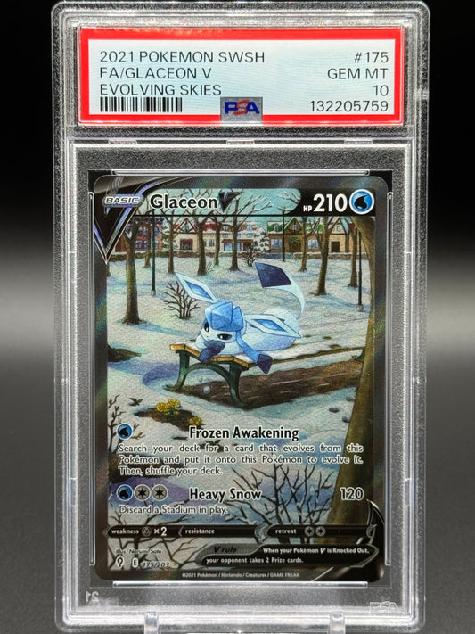 Pokemon TCG Glaceon V | Evolving Skies 175/203 | PSA Graded GEM MT 10
