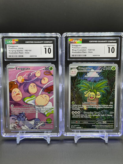 Pokemon TCG Exeggcute & Exeggutor | SS 192/191 & ME 135/132 | CGC Graded GEM MINT 10 Sequential Set
