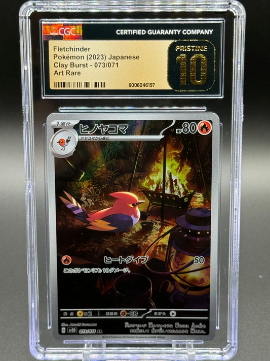 Japanese Pokemon TCG Fletchinder | Clay Burst 073/071 AR | CGC Graded PRISTINE 10