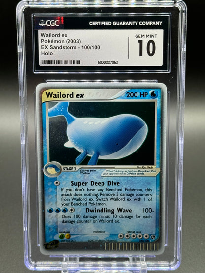 Pokemon TCG Wailord ex | EX Sandstorm 100/100 Holo | CGC Graded GEM MINT 10