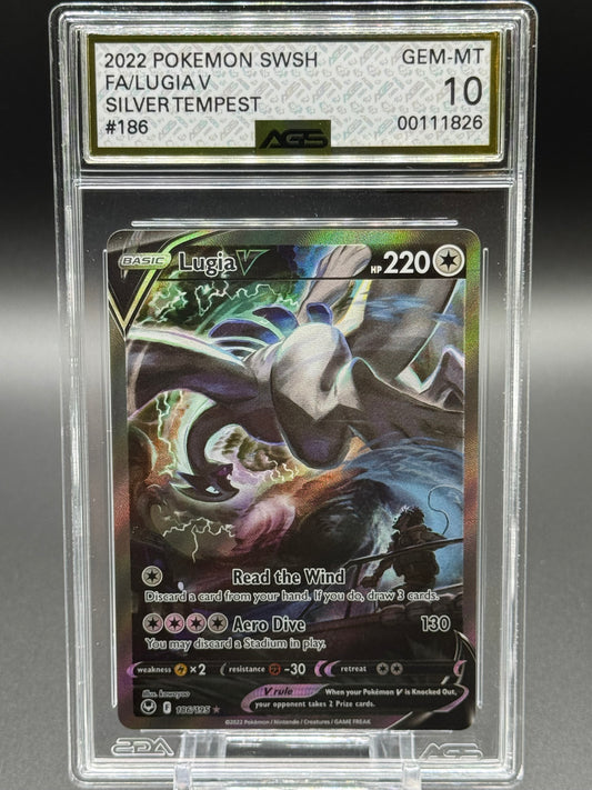 Pokemon TCG Lugia V | Silver Tempest 186/195 | AGS Graded GEM-MT 10