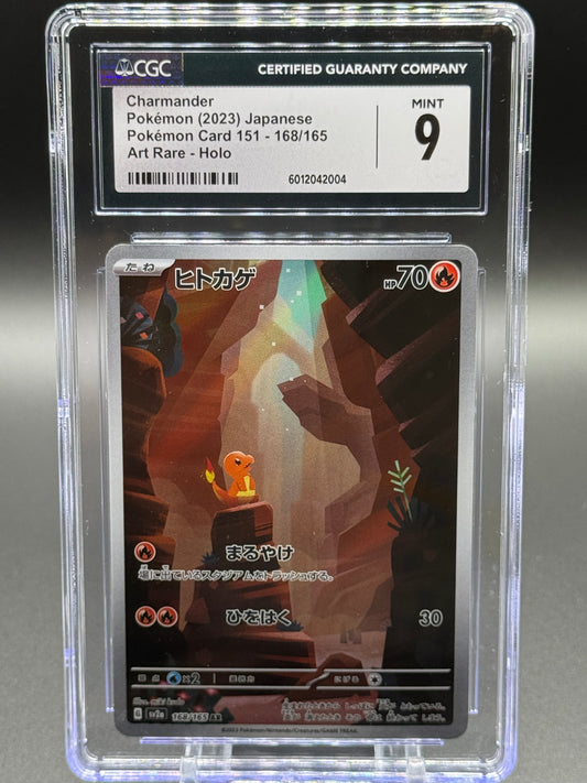 Japanese Pokemon TCG Charmander | Pokemon 151 AR 168/165 | CGC Graded MINT 9