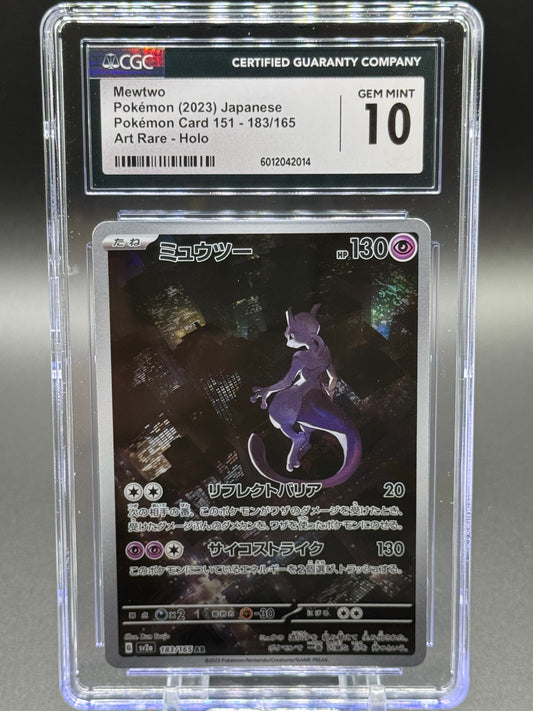 Japanese Pokemon TCG Mewtwo | S&V Pokemon 151 sv2a #183 AR | CGC Graded GEM MINT 10