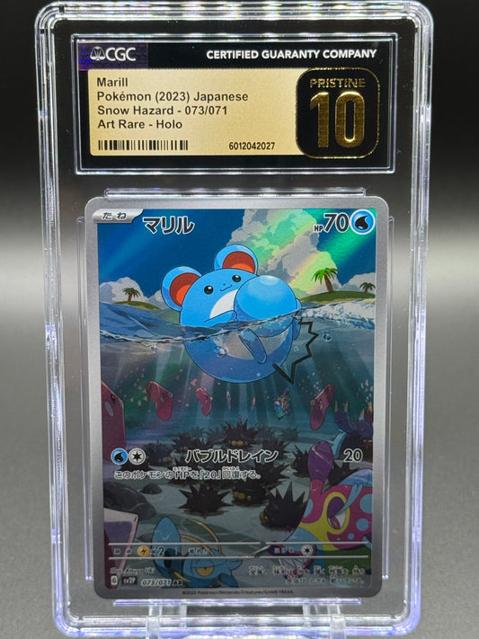 Japanese Pokemon TCG Marill | Snow Hazard 073/071 AR | CGC Graded PRISTINE 10