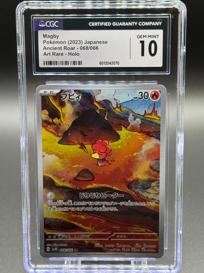 Japanese Pokemon TCG Magby | Ancient Roar 068/066 AR | CGC Graded GEM MINT 10