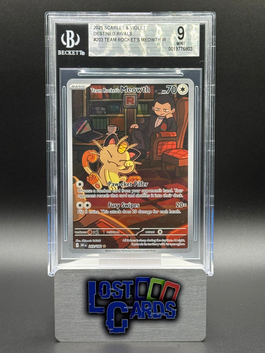 Pokemon TCG Team Rocket's Meowth | Destined Rivals 203/182 | BGS Graded MINT 9