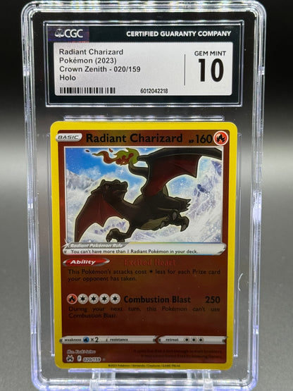 Pokemon TCG Radiant Charizard | Crown Zenith 020/159 | CGC Graded GEM MINT 10