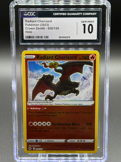 Pokemon TCG Radiant Charizard | Crown Zenith 020/159 | CGC Graded GEM MINT 10