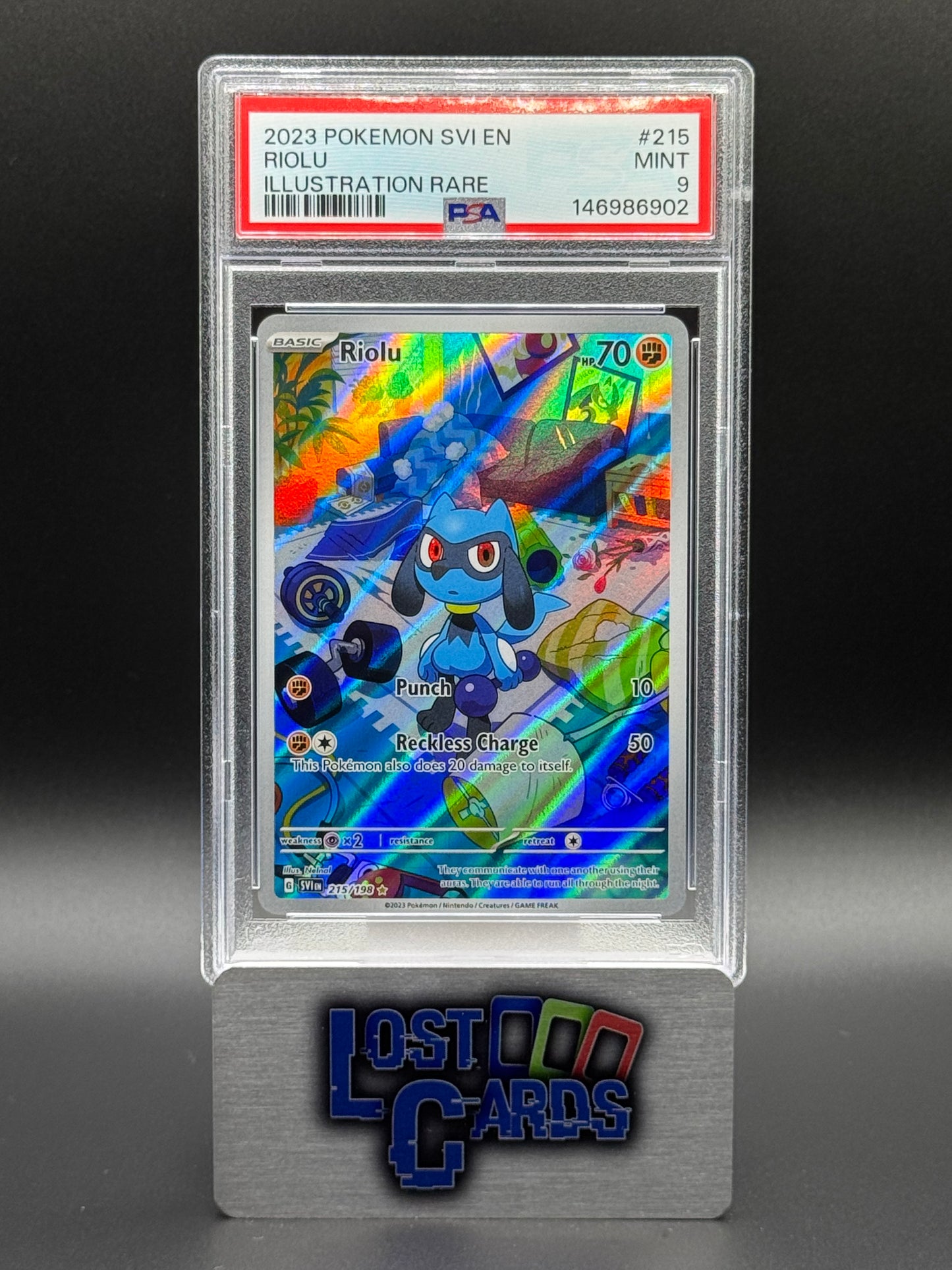Pokemon TCG Riolu | Scarlet & Violet Base Set 215/198 | PSA Graded MINT 9