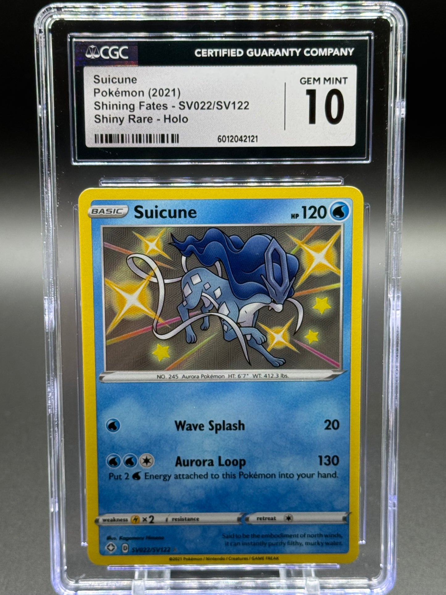 Pokemon TCG Suicune | Shining Fates SV022/SV122 | CGC Graded GEM MINT 10