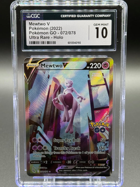 Pokemon TCG Mewtwo V | Pokemon GO 072/078 | CGC Graded GEM MINT 10