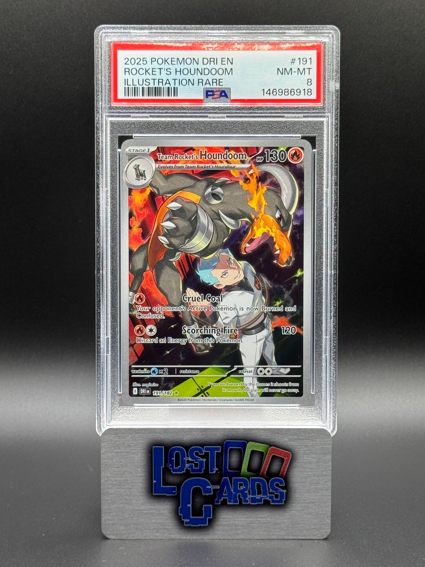 Pokemon TCG Team Rocket's Houndoom | Destined Rivals 191/182 | PSA Graded NM-MT 8