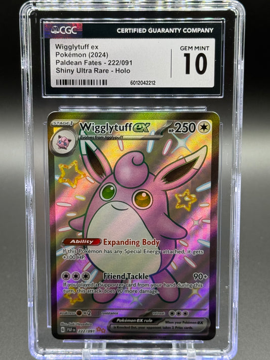 Pokemon TCG Wigglytuff ex | Paldean Fates 222/091 | CGC Graded GEM MINT 10