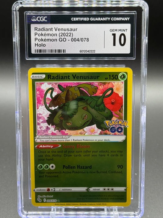 Pokemon TCG Radiant Venusaur | Pokemon Go 004/078 | CGC Graded GEM MINT 10