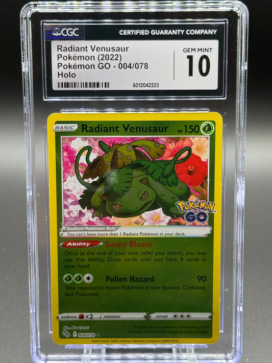 Pokemon TCG Radiant Venusaur | Pokemon Go 004/078 | CGC Graded GEM MINT 10