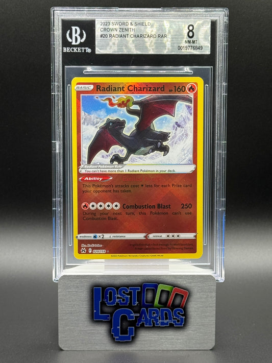 Pokemon TCG Radiant Charizard | Crown Zenith 20/159 | BGS Graded NM-MT 8