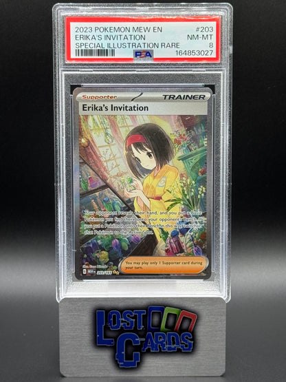 Pokemon TCG Erika's Invitation | Scarlet & Violet 151 203/165 | PSA Graded NM-MT 8