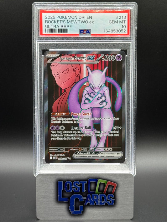 Pokemon TCG Team Rocket's Mewtwo ex | Destined Rivals 213/182 | PSA Graded GEM MT 10