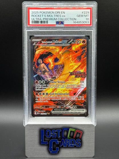 Pokemon TCG Team Rocket's Moltres ex | Destined Rivals 229/182 Stamped | PSA Graded GEM MT 10