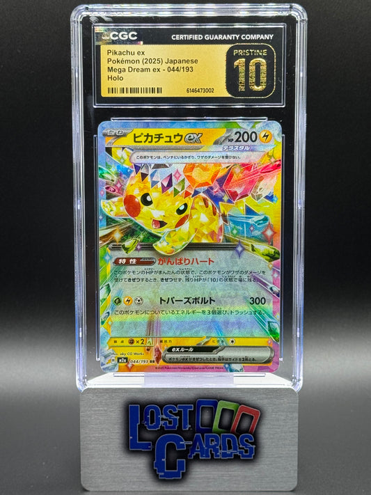Japanese Pokemon TCG Pikachu ex | Mega Dream ex 044/193 | CGC Graded PRISTINE 10