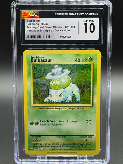 Pokemon TCG Bulbasaur | Trading Card Game Classic: Venusaur & Lugia ex Deck 001/034 | CGC Graded GEM MINT 10