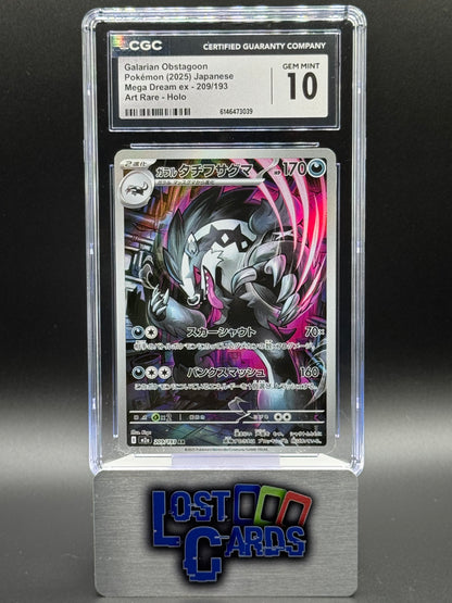 Japanese Pokemon TCG Galarian Obstagoon | Mega Dream ex 209/193 | CGC Graded GEM MINT 10