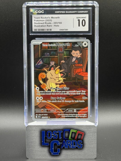 Pokemon TCG Team Rocket's Meowth | Destined Rivals 203/182 | CGC Graded GEM MINT 10