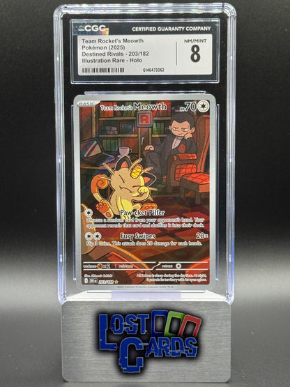 Pokemon TCG Team Rocket's Meowth | Destined Rivals 203/182 | CGC Graded NM/MINT 8