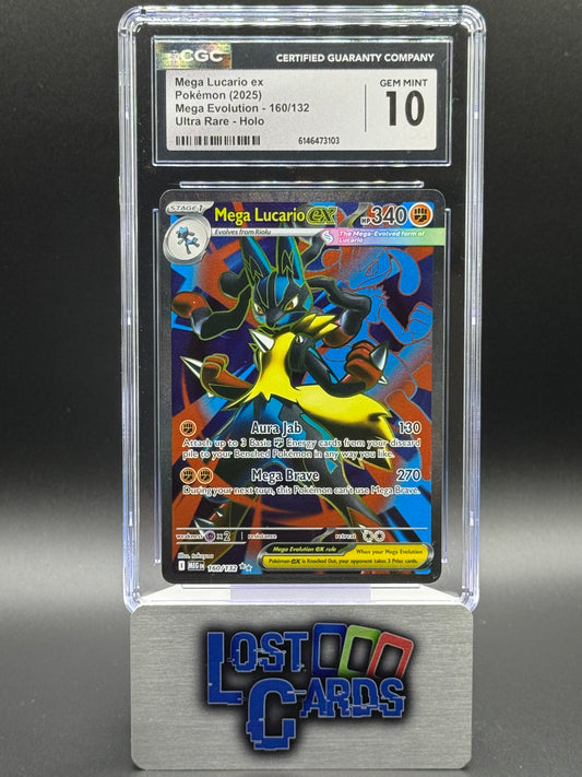 Pokemon TCG Mega Lucario ex | Mega Evolution 160/132 | CGC Graded GEM MINT 10