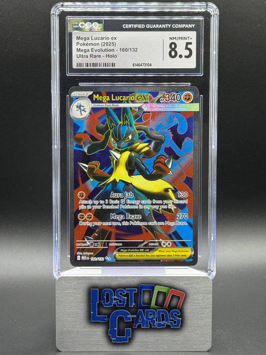Pokemon TCG Mega Lucario ex | Mega Evolution 160/132 | CGC Graded NM/MINT+ 8.5