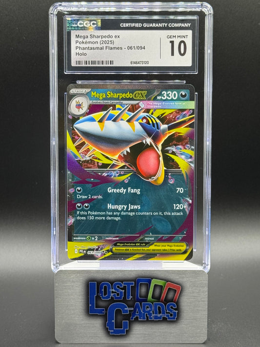 Pokemon TCG Mega Sharpedo ex | Phantasmal Flames 061/094 | CGC Graded GEM MINT 10