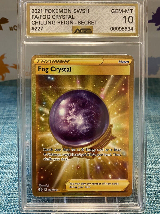 Pokemon TCG Fog Crystal | Chilling Reign 227/198 Secret Rare | AGS Graded GEM-MT 10 GOLD LABEL!