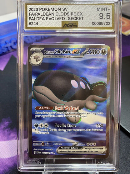 Pokemon TCG Paldean Clodsire ex | S&V Paldea Evolved 244/193 | AGS Graded MINT+ 9.5 GOLD LABEL!