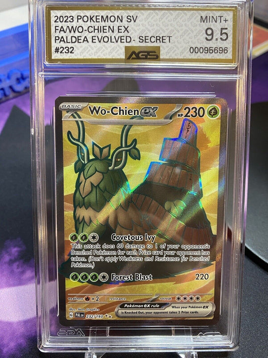 Pokemon TCG Wo-Chien ex | 232/193 Full Art Paldea Evolved | AGS Graded MINT+ 9.5 GOLD LABEL!