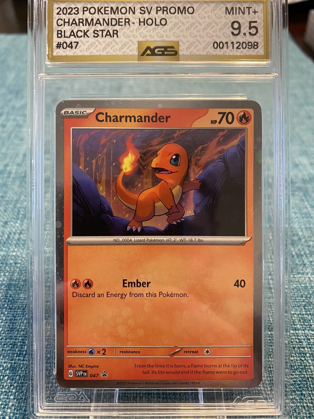 Pokemon TCG Charmander | 151 Promo #047 Cosmos Holo | AGS Graded MINT+ 9.5 GOLD LABEL!